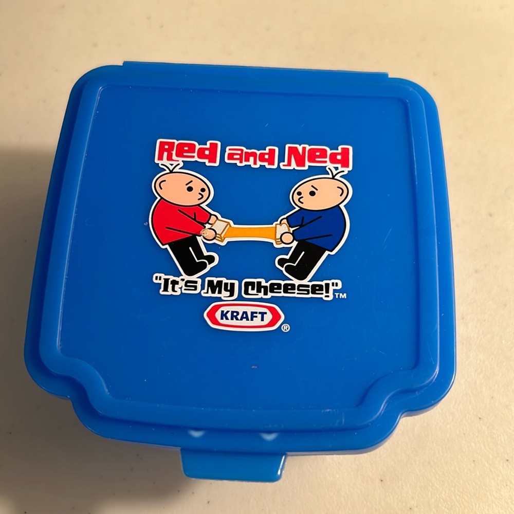 Vintage Kraft Cheese Singles Container Red And Ned “It’s My Cheese!” Promo Blue